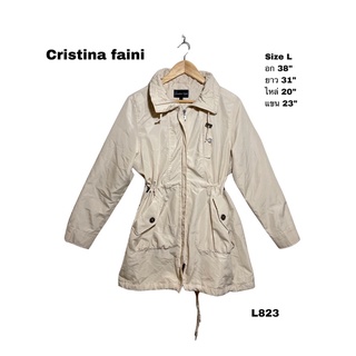 เสื้อแขนยาว Trench coat Critina faini ผ้าเบา ซับดอกไม้ size L อก 38 ยาว 31 นิ้ว L823