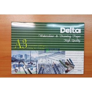 Delta เดลต้า กระดาษร้อยปอนด์ A3   สีเขียว 200แกรม (เล่ม15แผ่น)