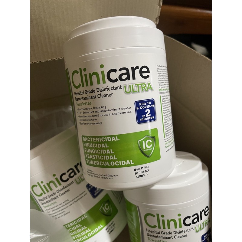 ✨New✨พร้อมส่ง Clinicare Ultra (คลินิกแคร์อัลตร้า) แผ่นฆ่าเชื้อทำความสะอาด เกรดโรงพยาบาล (ทิชชู่เปียก