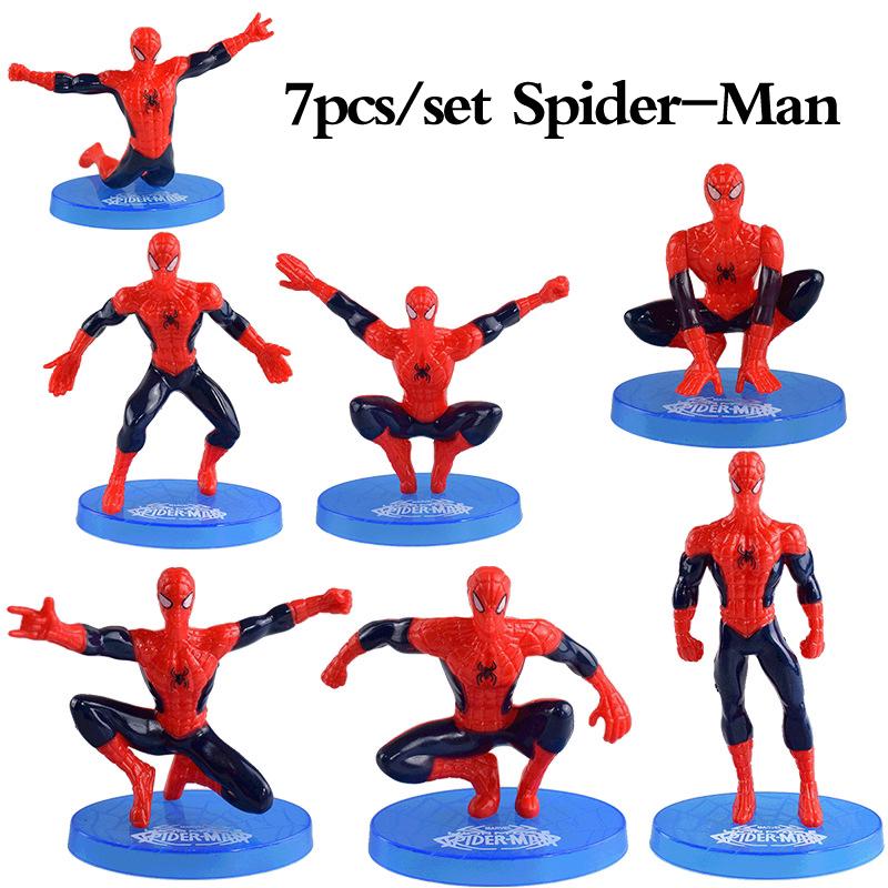 ฟิกเกอร์ Spider-Man Marvel Super Hero ของเล่นสําหรับเด็ก 7 ชิ้น ต่อชุด