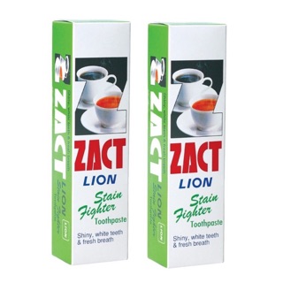 2 หลอด | ZACT ยาสีฟันขจัดคราบ แซคท์ สูตรสำหรับผู้ดื่มกาแฟ และชา (กล่องสีเขียว) 160 กรัม  2 กล่อง