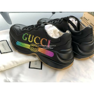 🤓GUCCI Rhyton logo-print leather trainers👉อุปกรณ์ ถุงผ้า การ์ด