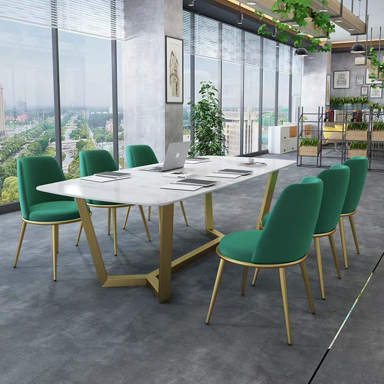 -☜♚❈Nordic marble long table conference modern desk light luxury simple reception negotiation and ch