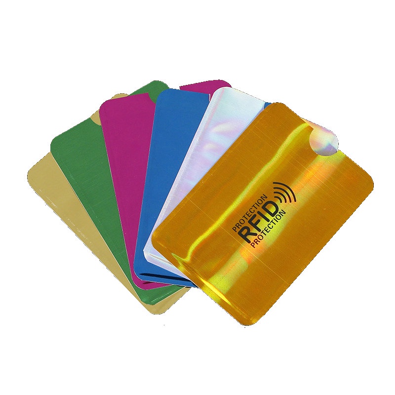 2 ชิ้น / ล็อต Rfid บล็อกผู้ถือบัตรป้องกันเครื่องอ่านล็อคบัตรธนาคารกรณีป้องกันอลูมิเนียมฟอยล์เครดิต NFC ผู้ถือ