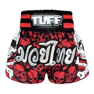 กางเกงมวยไทย ทัฟฟ์ TUFF Muay Thai Boxing Shorts Battalion Skull in Red กระโหลก แดง