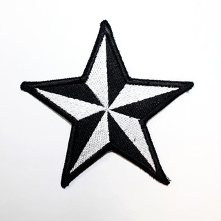 ตัวรีดติดเสื้อ ลาย ดาว สีขาวดำ Volcom Rock Star Patch งานปักตกแต่ง WOP DIY ตัวรีด ตกแต่ง เสื้อ กางเกง กระเป๋า อาร์ม เท่ๆ