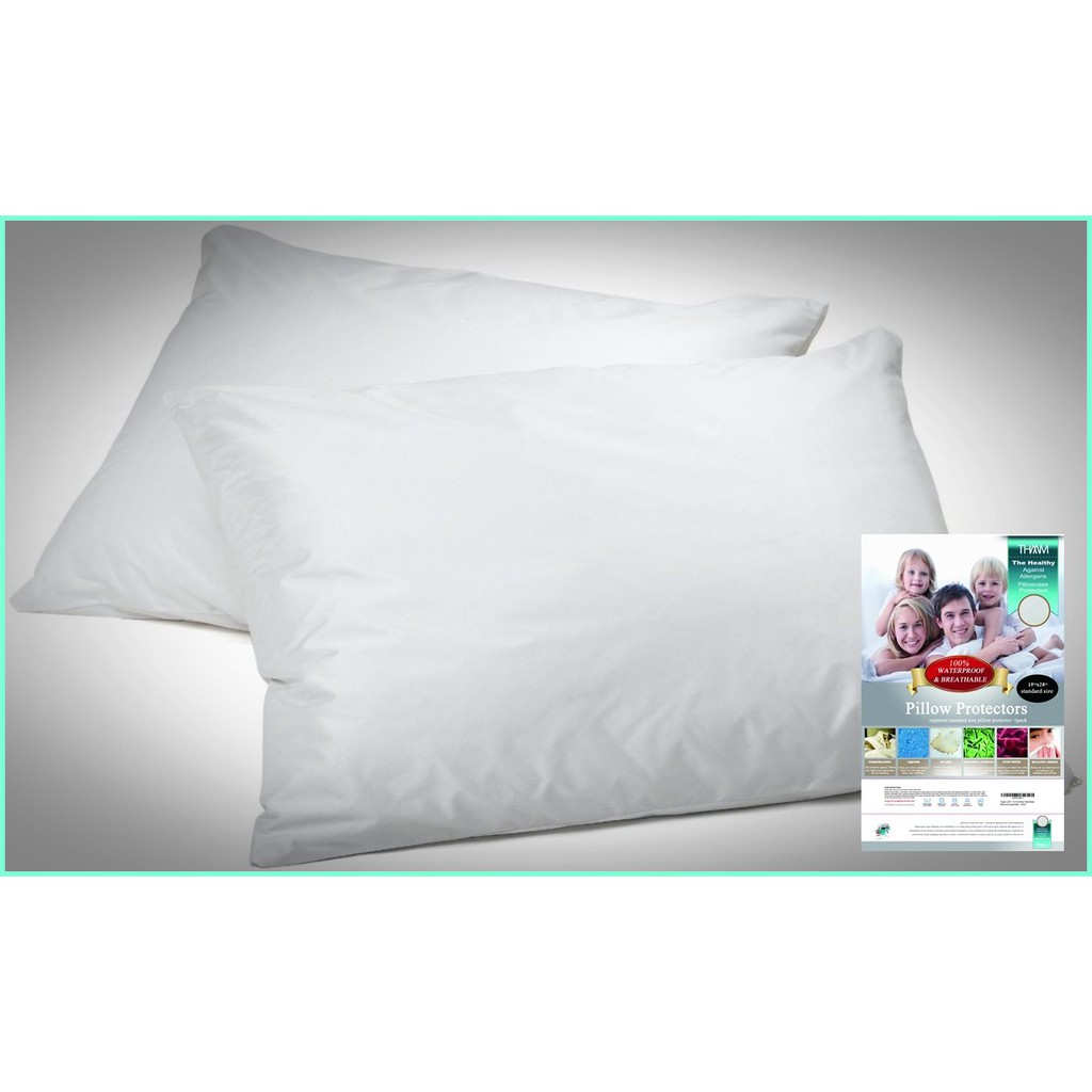 THAAM 2ใบ ปลอกหมอนกันน้ำ กันไรฝุ่น 100% (ซิปข้าง หัวซิปนิรภัย) @ผ้าจริง ไม่ใช่PVC