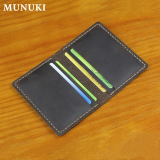 Munuki กระเป๋าสตางค์หนังวัวแท้ ใส่บัตรเครดิตได้ สีน้ําตาล สําหรับผู้ชาย และผู้หญิง MC-404