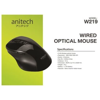 Anitech แอนิเทค เมาส์ไร้สาย รุ่น W219 น้ำหนักเบา รับประกัน 2 ปี