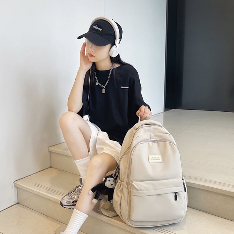 (N000) 17 นิ้ว - กระเป๋าเป้สะพายหลัง เรียบๆแต่ดูหรู สไตล์มินิมอล