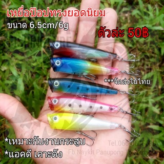 เหยื่อป๊อปทรงยอดนิยม ขนาด 6.5cm/6g