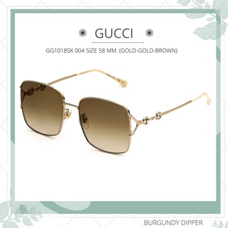 แว่นกันแดด GUCCI รุ่น GG1018SK 004 SIZE 58 MM. (GOLD-GOLD-BROWN)