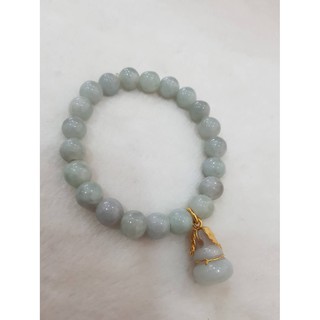ข้อมือหยกพม่า สีเขียวแกมม่วงเทา ขนาด 9 มิล