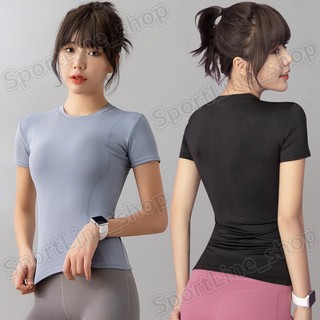 เสื้อยืดออกกำลังกายใส่วิ่ง ใส่ออกกำลังกาย เสื้อแขนสั้น เสื้อยืดลำลอง ผ้านิ่มระบายอากาศได้ดี ทรงรัดรูปใส่แล้วเข้ารูปสวย