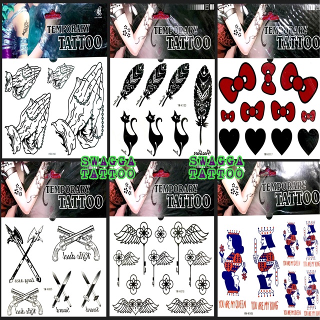แทททู 6ใบ100บาท รอยสักชั่วคราว แทททูสติ๊กเกอร์ มินิมอล