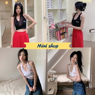 Mini shop🌸พร้อมส่ง🌸 (28908)เสื้อคล้องคอไหมพรม สีพื้น น่ารักแอบแซ่บเบาๆ