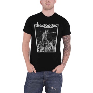 เสื้อยืดคอกลมcrew neckiggy pop &amp; the stooges เสื้อยืด โลโก้ crowdwalk ผู้ชายอย่างเป็นทางการ black plus size classic spor