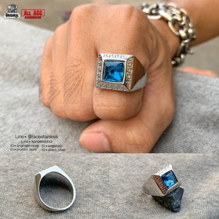 แหวนไพริน แหวนพลอยไพริน แหวนเพชร สแตนเลสแท้ stainless 316l ring แหวนแฟชั่น แหวนผู้ชาย แหวนสแตนเลส originallution