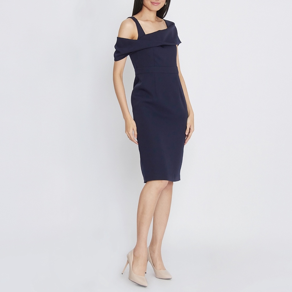 Jousse ชุดเดรส ไปงานสีกรมเรียบหรู ดีไซน์เปิดไหล่ ทรงสอบ (JT5GNV)