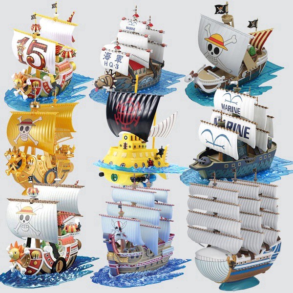 ของเล่นฟิกเกอร์ โมเดล One Piece Ship Straw Hat Crew Thousand Sunny Shanks Boa Hancock Whitebeard Luffy Whitebeard Law Grap ของเล่นประกอบ ขนาด 13-18 ซม.