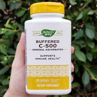 75% Sale!!!! วิตามินซี Buffered C-500 mg 250 Capsules (Natures Way®) สูตรบัฟเฟอร์ ไม่เป็นกรด เสริมภูมิคุ้มกันของร่างกาย