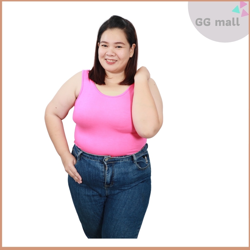 [GGmall] เสื้อกล้ามสาวอวบ สีชมพูสด อก 36-46 นิ้ว L-3XL ผ้านุ่ม ยืดสบายๆ เสื้อซับในไซส์ใหญ่ 5068