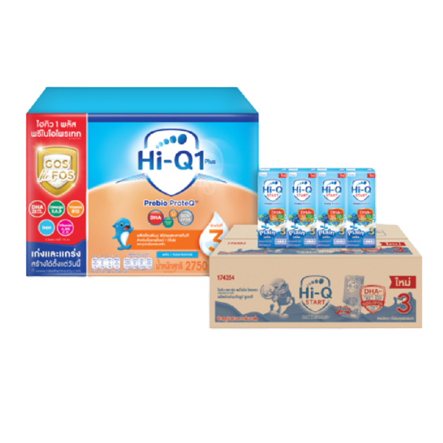โปรโมชั่น : เซ็ตพิเศษ Hi-Q 1Plus นมผง พรีไบโอโพรเทก ซินไบโอโพรเทก 2750 กรัม  ยูเอชที พรีไบโอโพรเทก 180มล 36กล่อง รสจืด