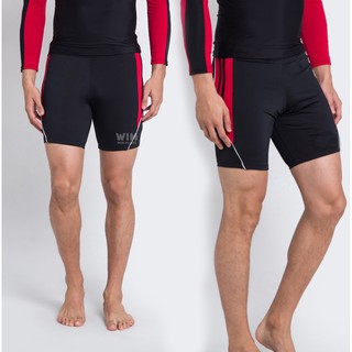 WIMPOOLFLOATS กางเกงว่ายน้ำชายขาสั้นเหนือเข่า แถบคู่