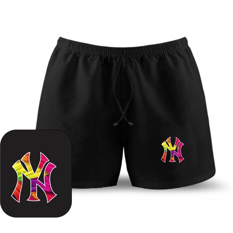 Nomieshop. กางเกงขาสั้นผู้ชายและ 39;s NY mix logo Digital PRINTING วัสดุผ้าฟลีซเนื้อนุ่ม