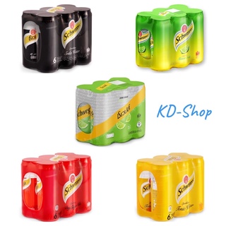 ชเวปส์ Schweppes น้ำโซดา 5 รสชาติ ขนาด 330 มล. แพ็ค 6 กระป๋อง สินค้าใหม่ สุดคุ้ม พร้อมส่ง