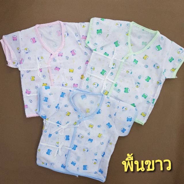 6 ตัว 125 🔥 เสื้อผูกหน้าเด็กอ่อน เสื้อเด็กแรกเกิด ผ้าโปร่ง ยิ่งซักยิ่งนุ่ม - รูปที่ 2