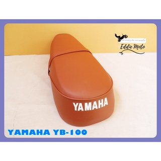 YAMAHA YB100 DOUBLE SEAT COMPLETE "BROWN" with "RED" STITCHING  // เบาะรถมอเตอร์ไซค์ สีน้ำตาล ผ้าเรียบ ด้ายแดง อย่างดี