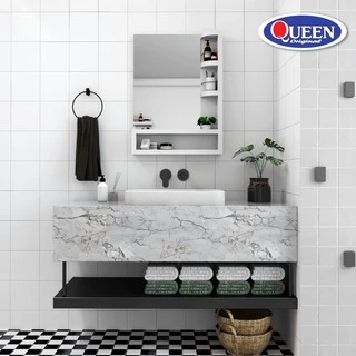 Queen Kenzo ชั้นวางของในห้องน้ำ พร้อมกระจก ของแท้จากโรงงาน ขนาด 60x80.8x12 ซม.