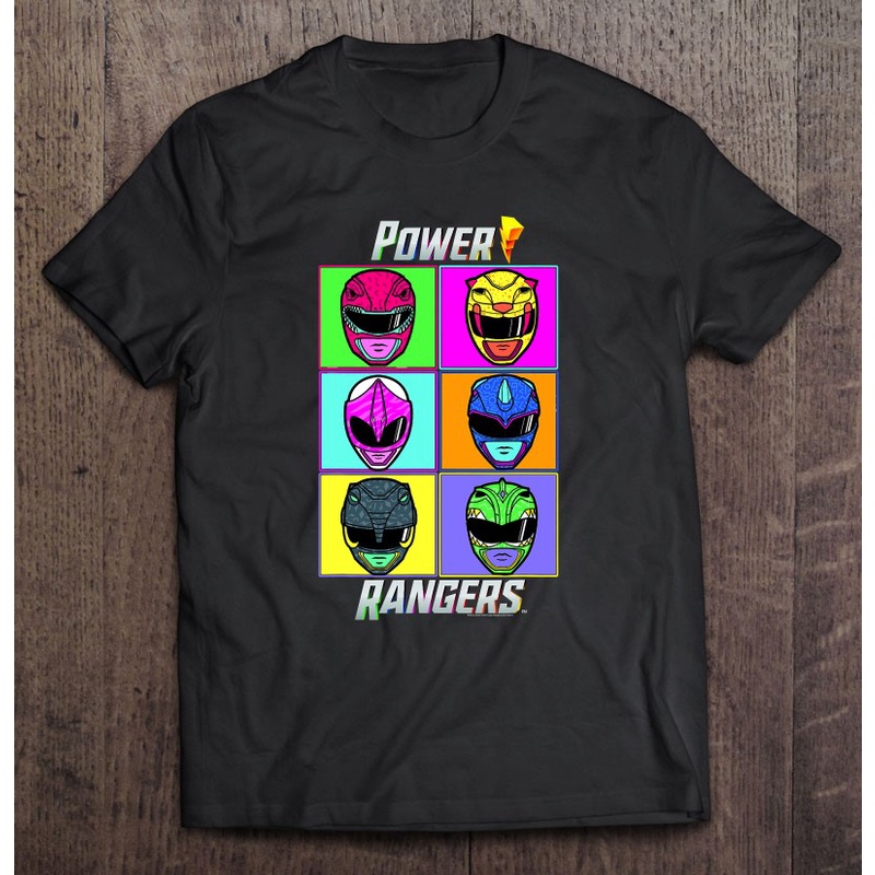 ราคาต่ำสุด!!เสื้อยืด พิมพ์ลาย Power Rangers Pop Art Box UpS-3XL