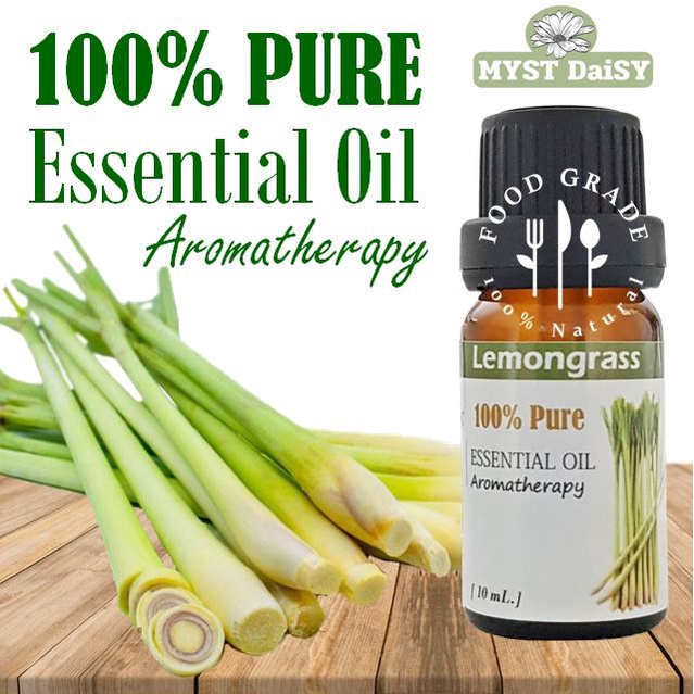 [10 mL.] Food Grade 100%Pure Essential Oil น้ำมันหอมระเหยตะไคร้บ้าน (Lemongrass) 100%ไม่ผสม (ไม่ใช่กลิ่นสังเคราะห์)