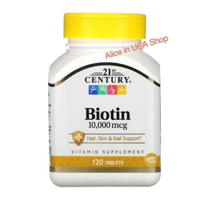 [พร้อมส่ง]Biotin 10000 mcg (120 เม็ด) - 21st Century บำรุงผม ผิวและเล็บ