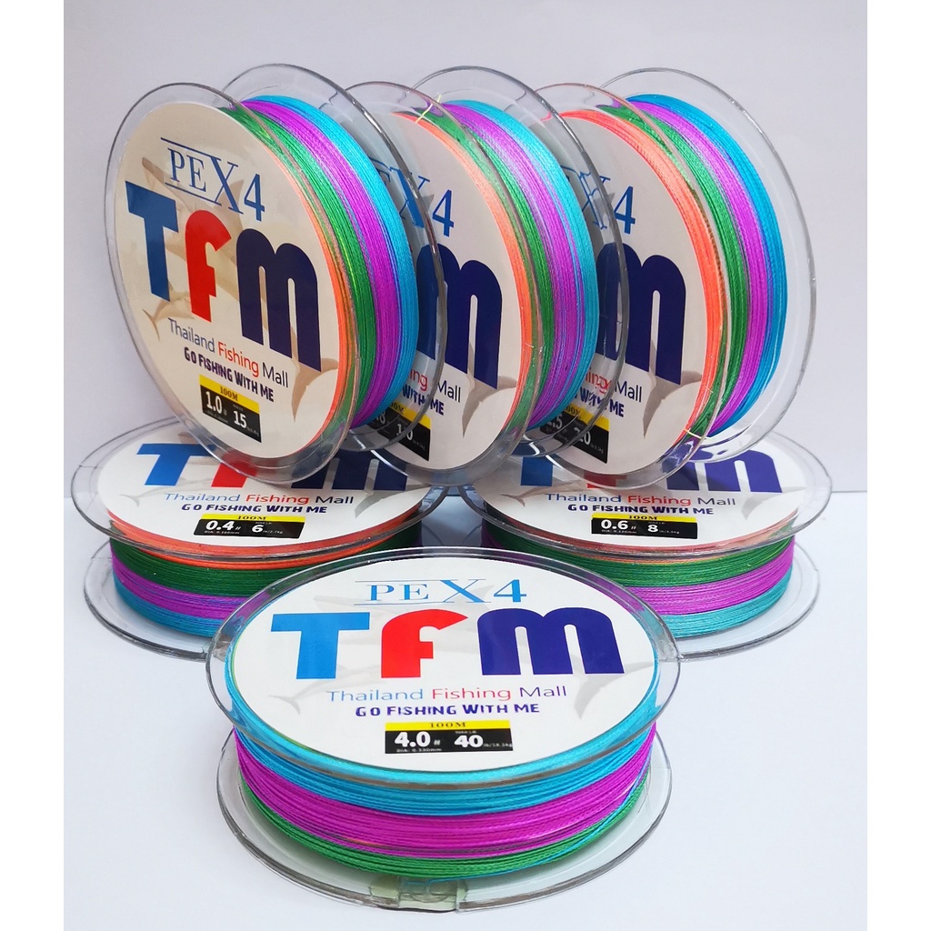 1-2วัน(รวดเร็วทันใจ)  TFM X4 100M *สายเบ็ด PE ถัก 4 หลากสี *เหนียว +ทน *ยาว 100 เมตร 【Aries168】