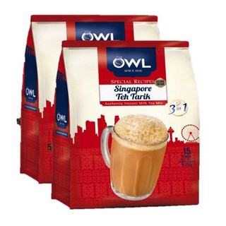 OWL Singapore Teh Tarik Milk Tea อาวว์ ชาชัก สิงคโปร์ 25g. x 12 ซอง (2แพค)