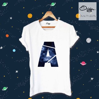 เสื้อยืดตัวอักษรลายกาแลคซี สุดเก๋🚀 A-Z