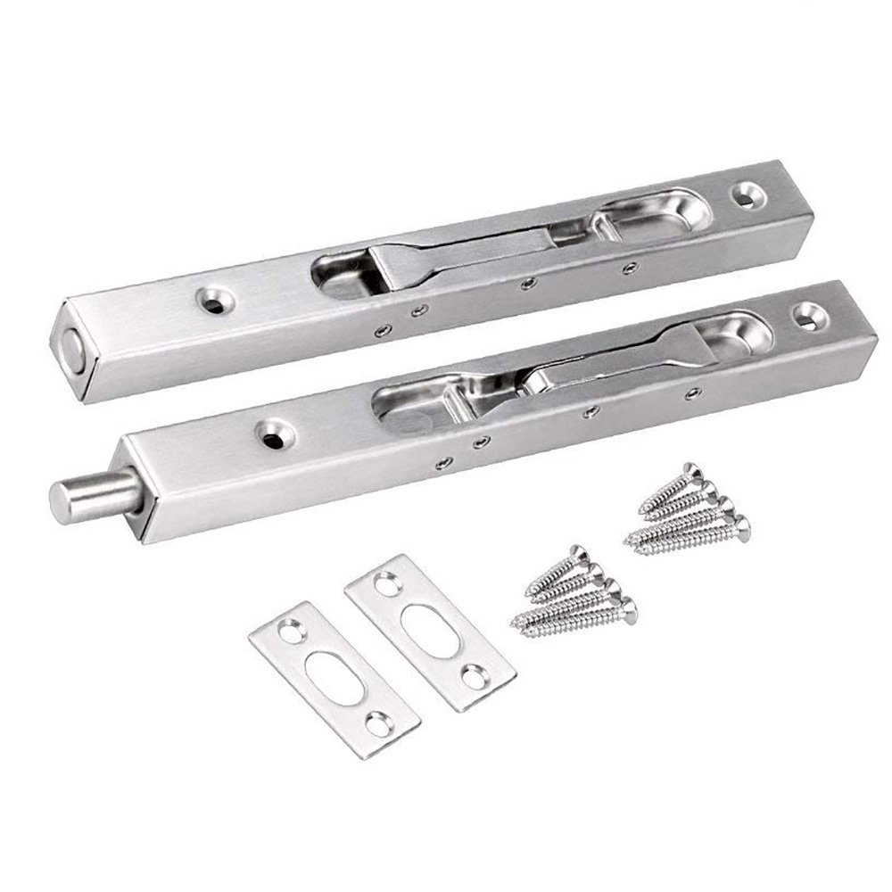 2 Pcs Door Flush Bolt 8 Inch Stainless Steel Concealed Security