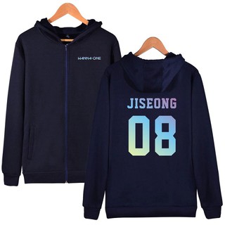 Alimoo WANNA ONE 08 JISEONG เสื้อกันหนาวผ้าฝ้ายมีฮู้ดขนาดใหญ่ Unisex Zipper Hoodie ขนาดใหญ่ 4XL 652B