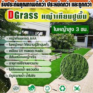 หญ้าเทียม ปูพื้น Dgrass หญ้าเทียม ตกแต่งสวน สีเขียว Victory ความสูง 3 ซม. รุ่น 3 VICTORY (3V เขียวล้วน)