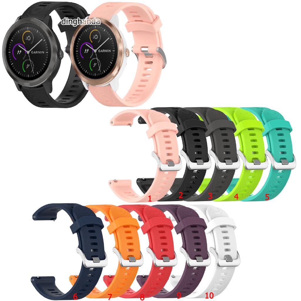 สายนาฬิกาซิลิโคน สายรัด หัวเข็มขัดโลหะ คลาสสิก สำหรับ Garmin Vivoactive 3 Music