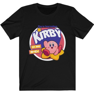 เสื้อยืดสีขาวเสื้อยืดลําลอง ผ้าฝ้ายแท้ แขนสั้น พิมพ์ลาย Kirby - Cute แฟชั่นฤดูร้อน สไตล์เรโทรS-4XL