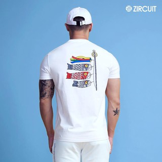 ZIRCUIT เสื้อยืดแขนสั้น BODY FIT cotton100% สกรีนลายธงปลาคาร์ฟ