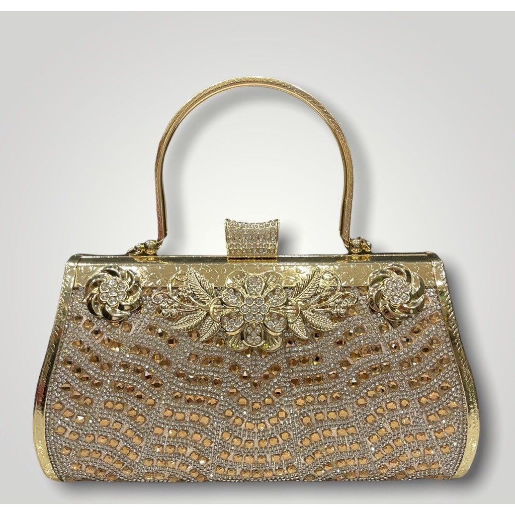 กระเป๋าถือผู้หญิง ไปงานแต่ง กระเป๋าราตรี ออกงาน แบบมีเพชรประดับด้านหน้า ไซส์ใหญ่ STARCATE