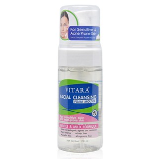 Vitara Facial Cleansing Foam Mousse ไวทาร่า โฟมล้างหน้า สูตรอ่อนโยน ปราศจากน้ำหอม ขนาด 100 ml 14981