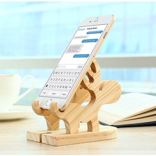 ขาตั้งโทรศัพท์มือถือ ไม้จริง สําหรับ iPhone 14 13 12 11 X XR 7 8 Elk Wood Mobile Phone Stand For iPad Tablet Stand Desk Phone Holder Stand