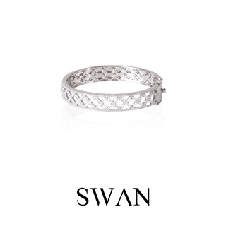 SWAN - VRT Cross Bangle กำไลข้อมือเงินแท้ ฝังเพชรคิวบิคเซอร์โคเนีย cubic zirconia