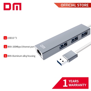 ฮับความเร็วสูง 3 พอร์ต USB3.0 พร้อมพอร์ตอีเธอร์เน็ต 1000mbps CHB012 รองรับ 1TB HDD ถ่ายโอนความเร็วได้ถึง 300mb/s